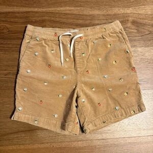PacSun Tan Corduroy Shorts with Floral Embroidery
